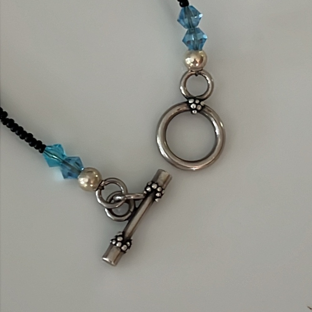 Glass Bead and Sterling Necklace - Picture 9 of 11